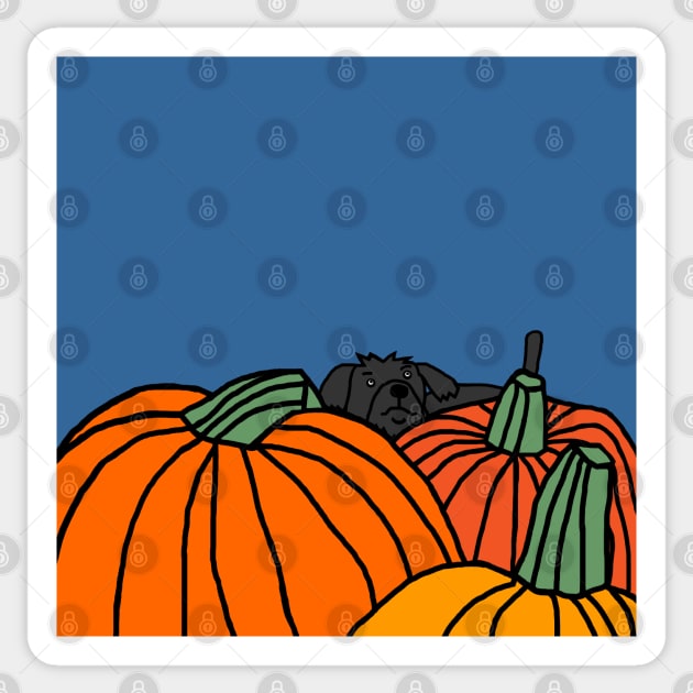 Cute Dog waiting in the Halloween Pumpkin Patch Sticker by ellenhenryart